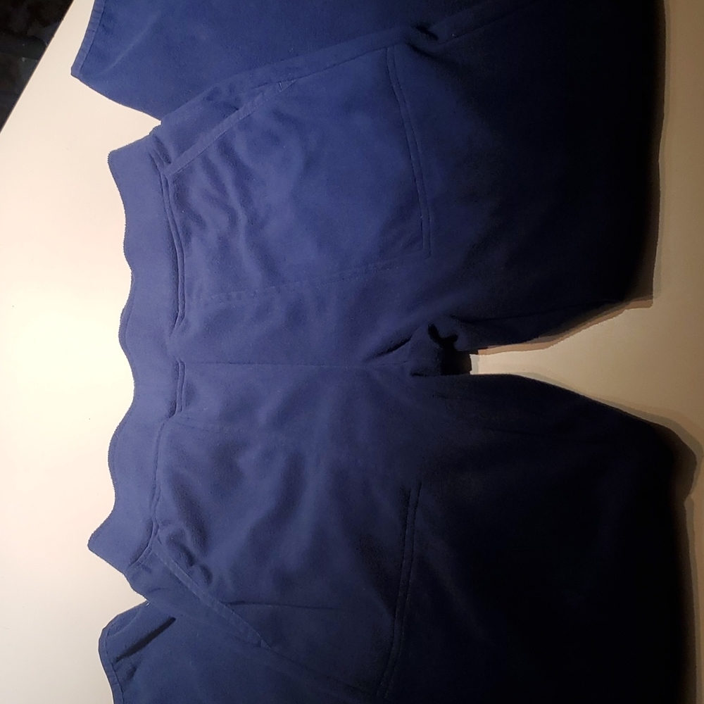Lands End XS 2-4, navy blue fleece pants, 2 front pockets, elastic ankles